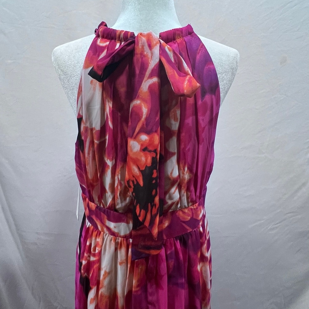 Eliza J Sleeveless Halter Neck Floral Print Chiffon A-line Pleated Maxi Dress 12 - Picture 9 of 12